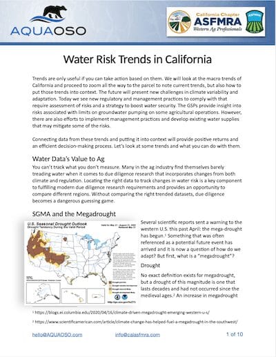 Water Risk Trends In California Cover Image